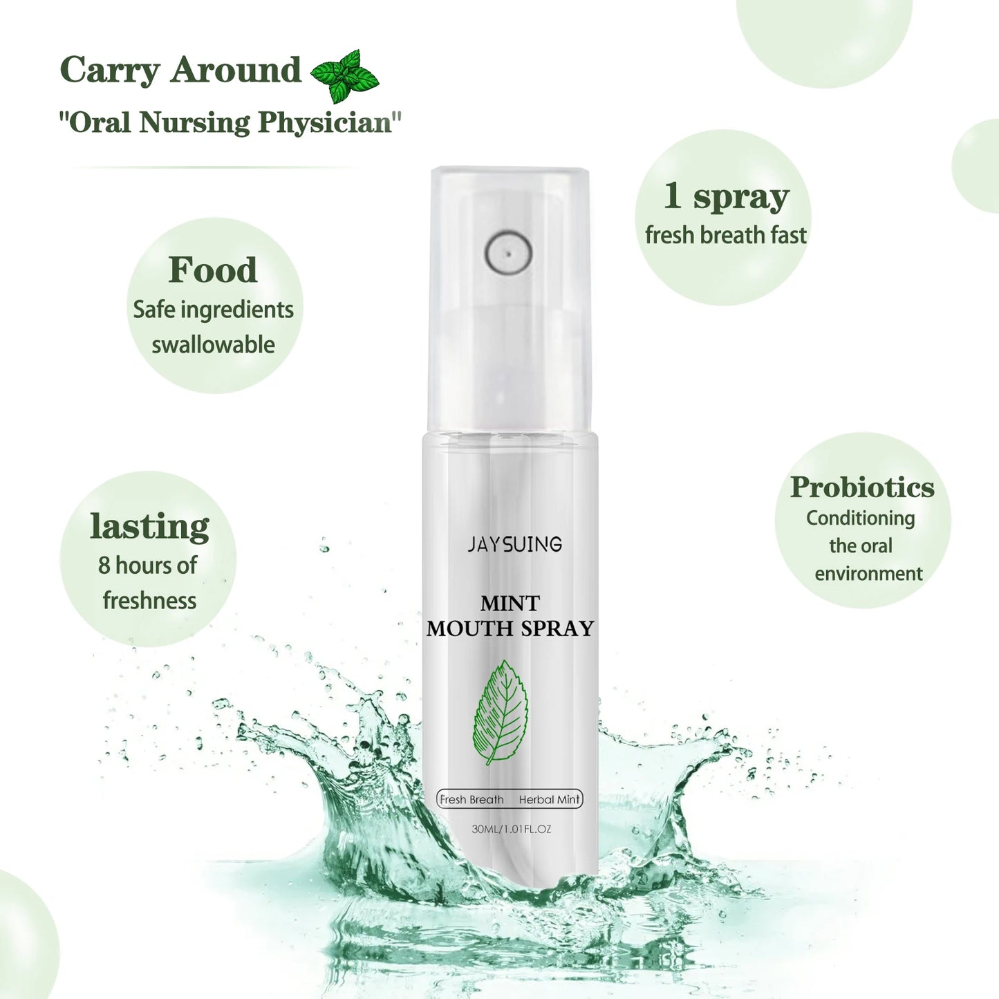30ml Long-Lasting Fresh Mouth Spray – Mint Flavor