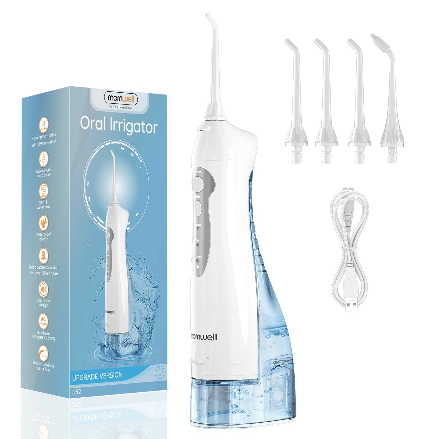 Cordless Water Dental Flosser – 300ML Portable Oral Irrigator