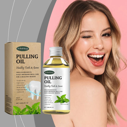 Woodsleep Coconut Pulling Oil Mouthwash – Herbal Mint Teeth Cleaner