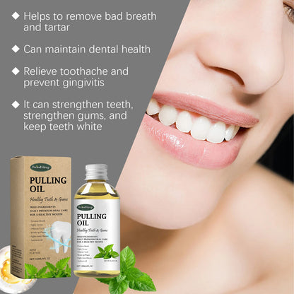 Woodsleep Coconut Pulling Oil Mouthwash – Herbal Mint Teeth Cleaner