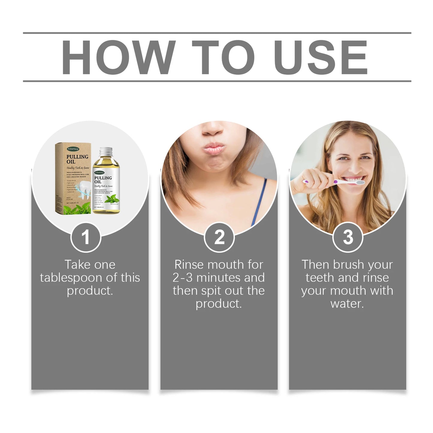 Woodsleep Coconut Pulling Oil Mouthwash – Herbal Mint Teeth Cleaner