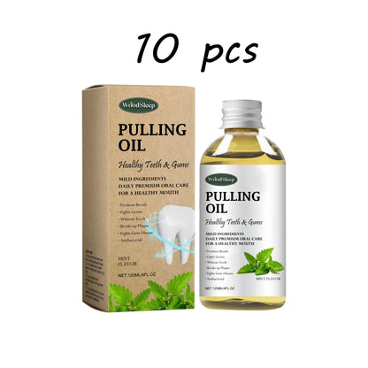 Woodsleep Coconut Pulling Oil Mouthwash – Herbal Mint Teeth Cleaner