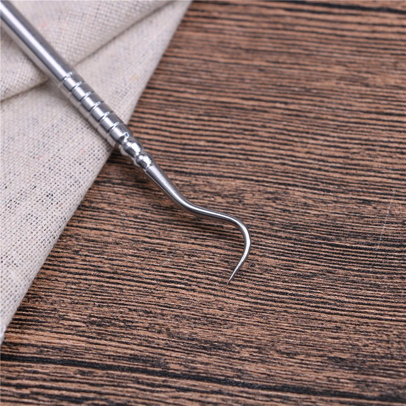 1PCS Stainless Steel Double-End Dental Tool – Teeth Cleaner & Explorer Probe