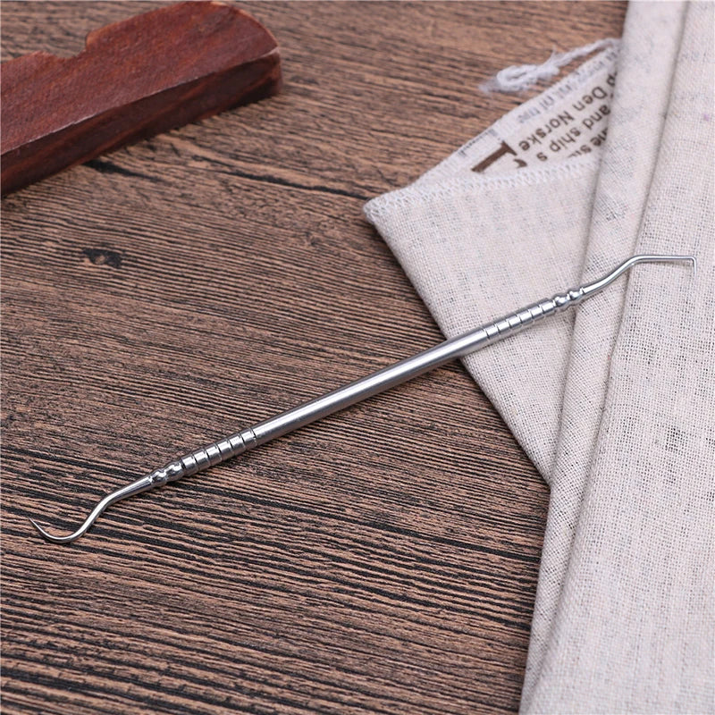 1PCS Stainless Steel Double-End Dental Tool – Teeth Cleaner & Explorer Probe