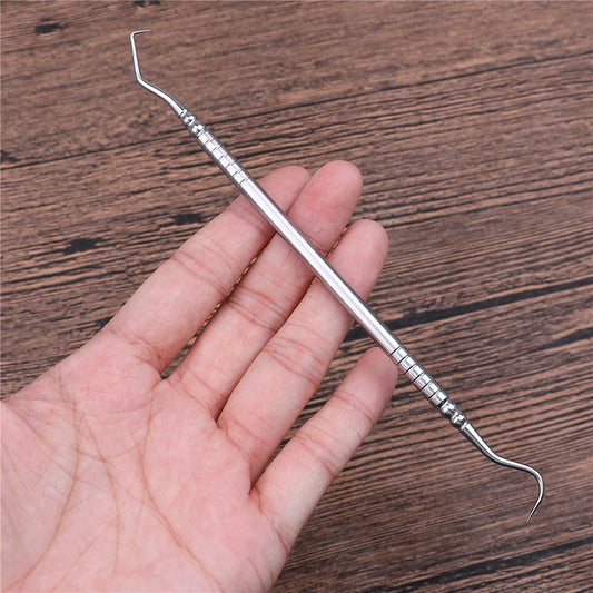 1PCS Stainless Steel Double-End Dental Tool – Teeth Cleaner & Explorer Probe