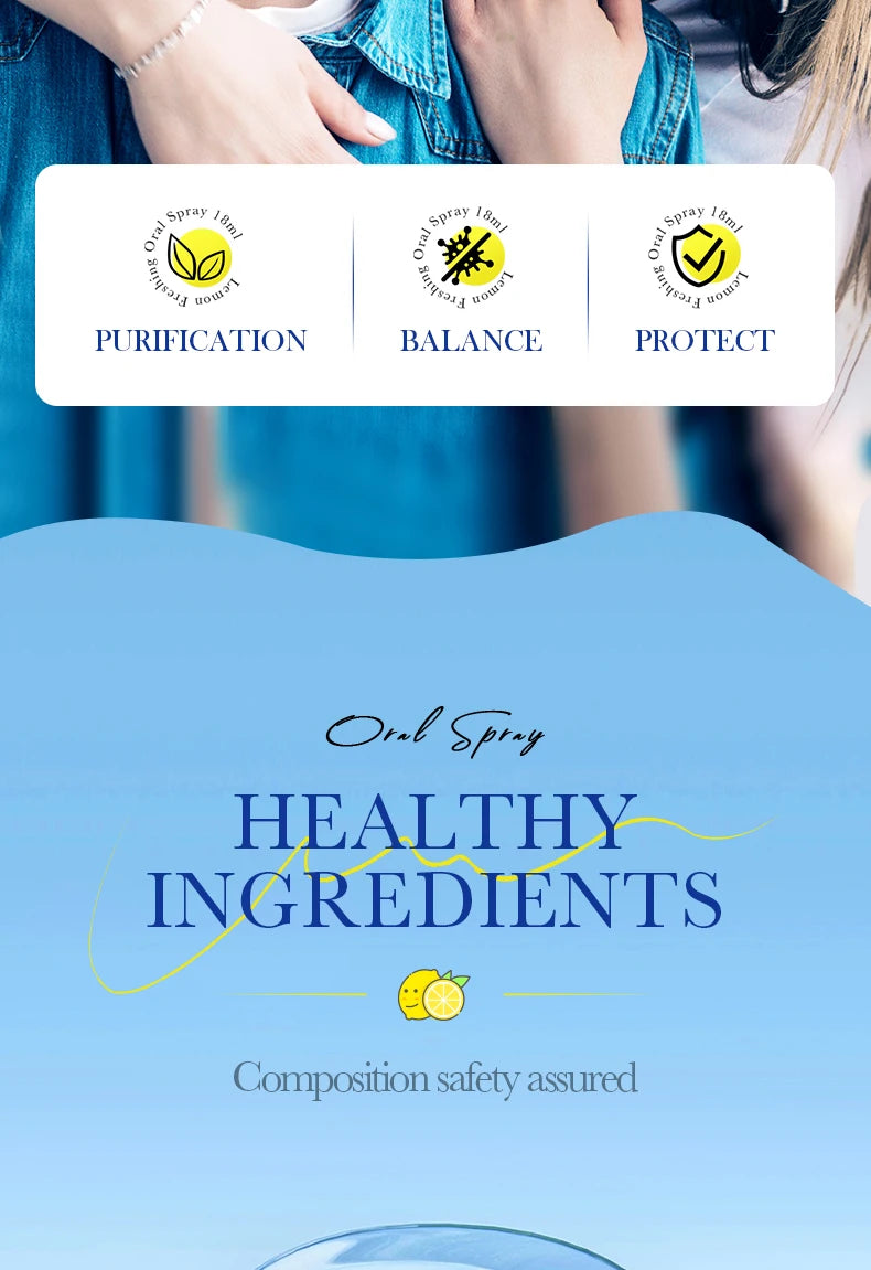 18ML Lemon Oral Fresh Mouth Spray – Alcohol-Free Fresh Breath Spray