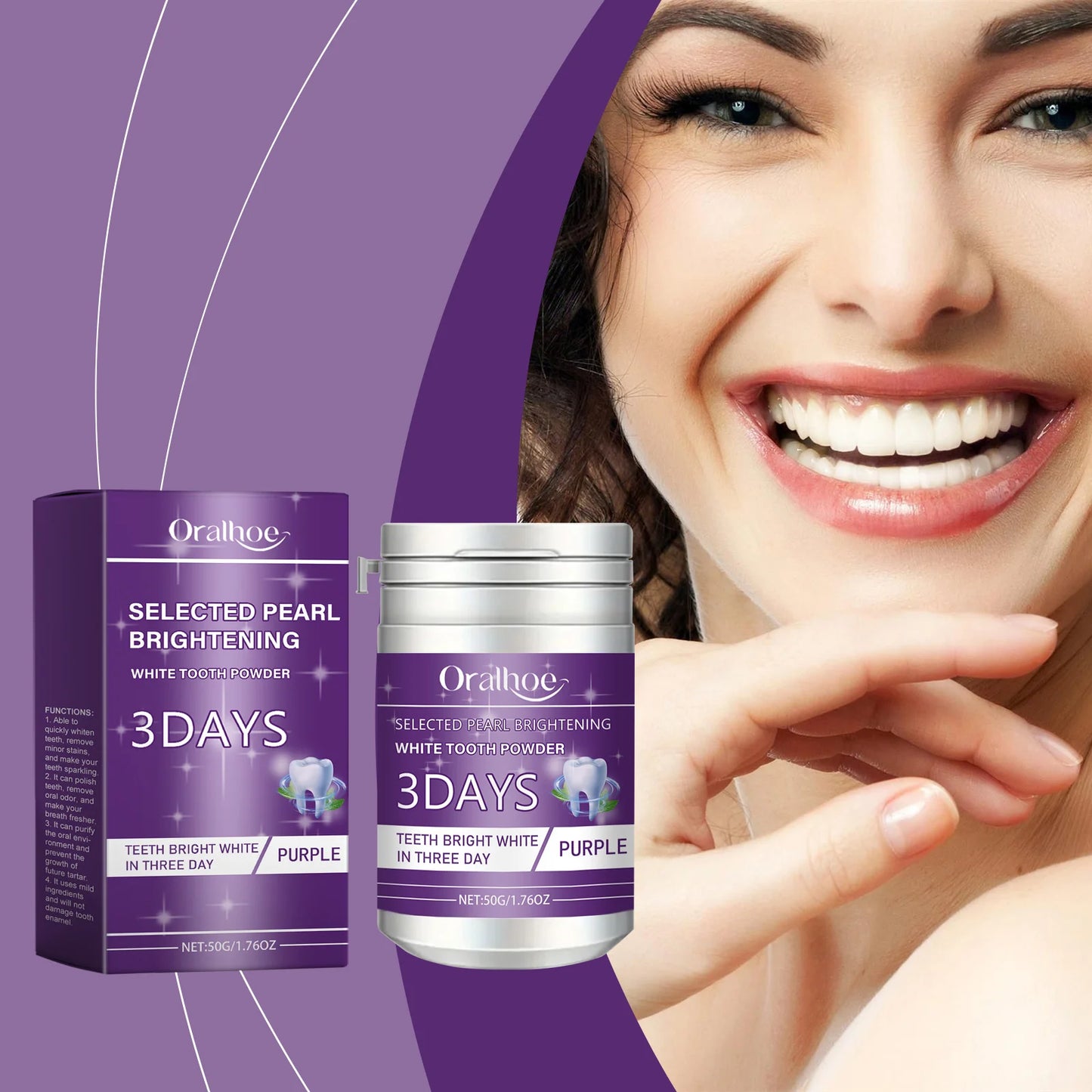 Teeth Whitening Purple Powder – Deep Clean & Gum Support Toothpaste