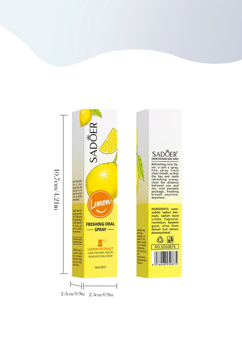18ML Lemon Oral Fresh Mouth Spray – Alcohol-Free Fresh Breath Spray