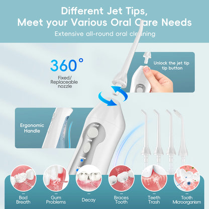 Cordless Water Dental Flosser – 300ML Portable Oral Irrigator