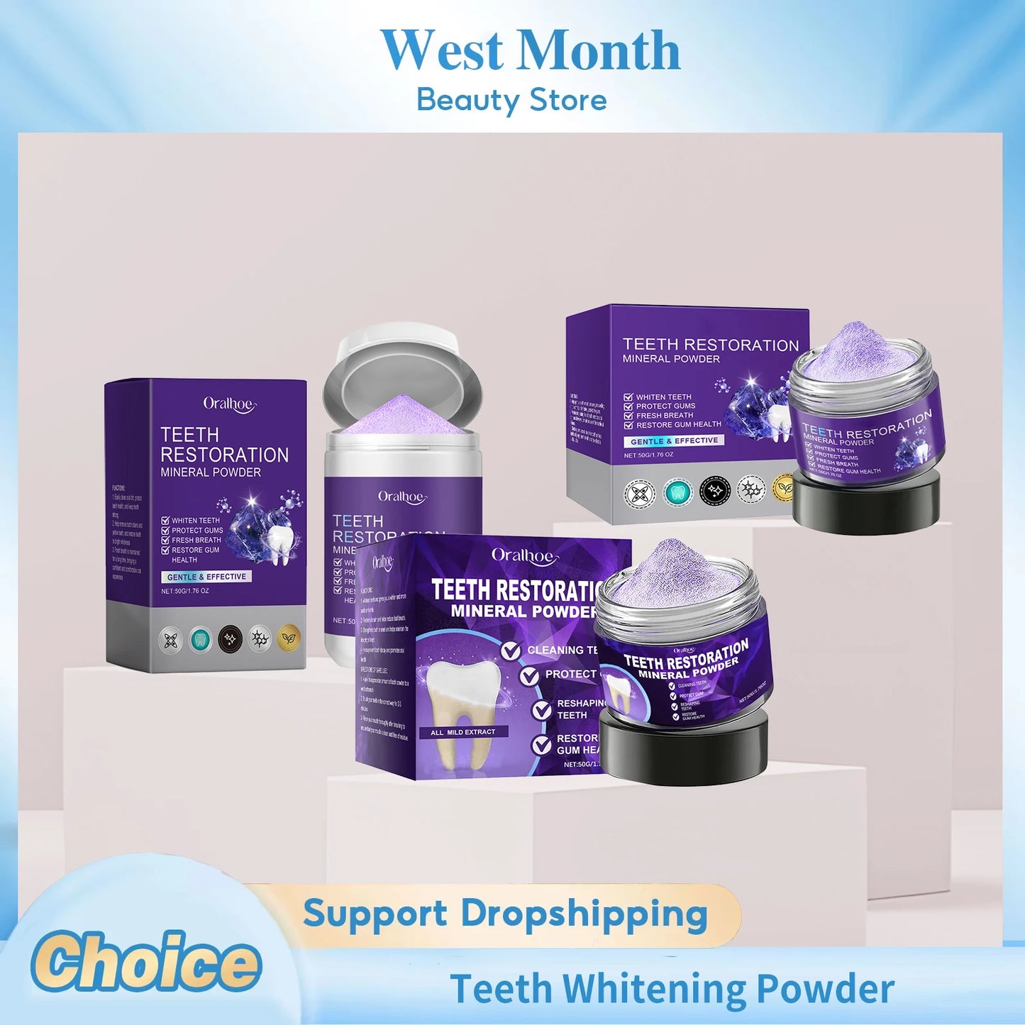 Teeth Whitening Purple Powder – Deep Clean & Gum Support Toothpaste