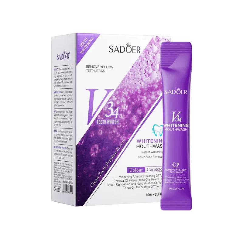 V34 Whitening Mouthwash – Travel-Friendly 20-Pack