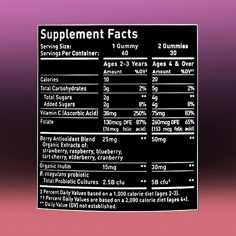 Probiotic for Adults & Children – 5 Billion CFU with Berry Antioxidants & Vitamins
