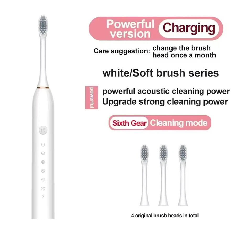 Electric Ultrasonic Toothbrush – Six Speed Modes, Waterproof, USB Rechargeable