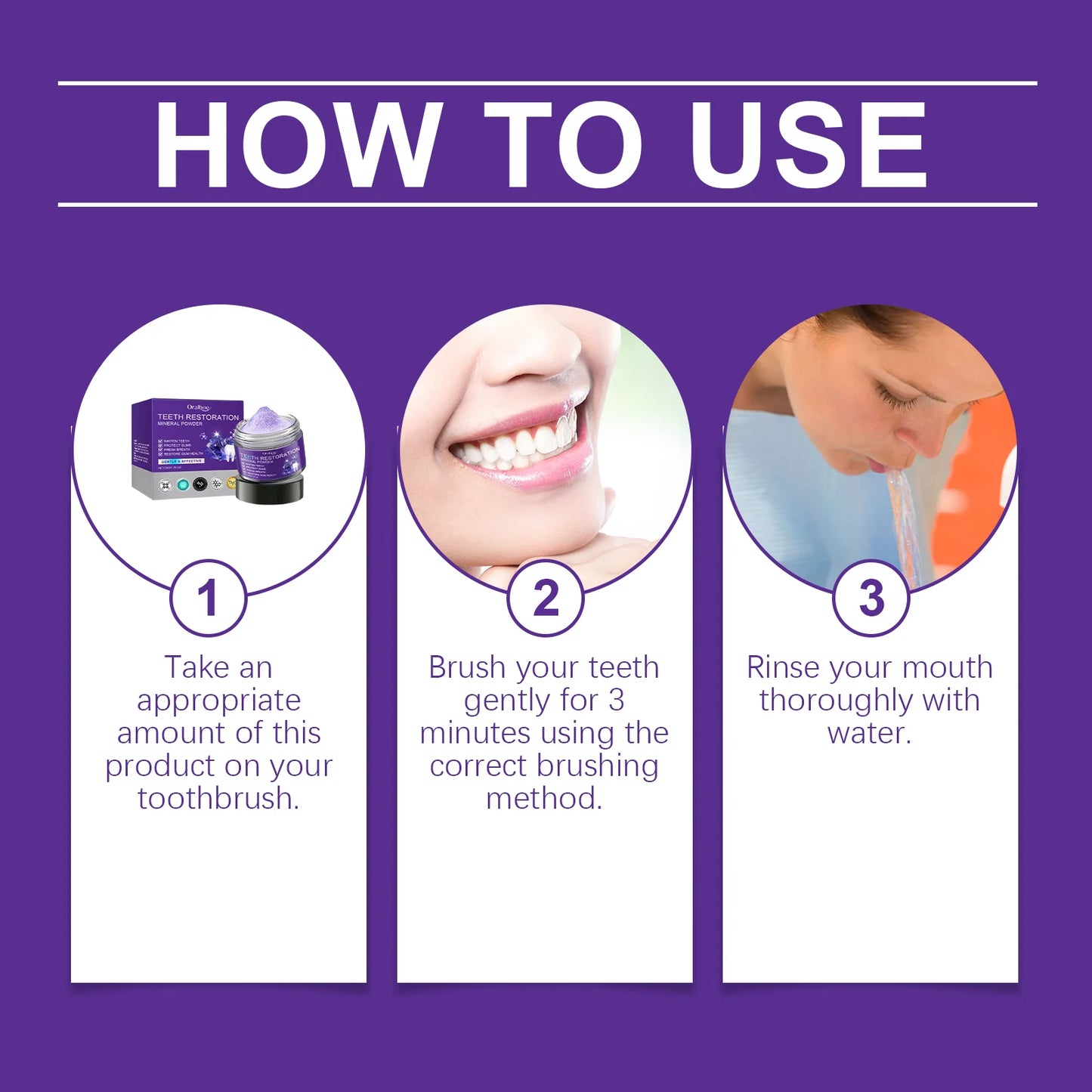 Teeth Whitening Purple Powder – Deep Clean & Gum Support Toothpaste