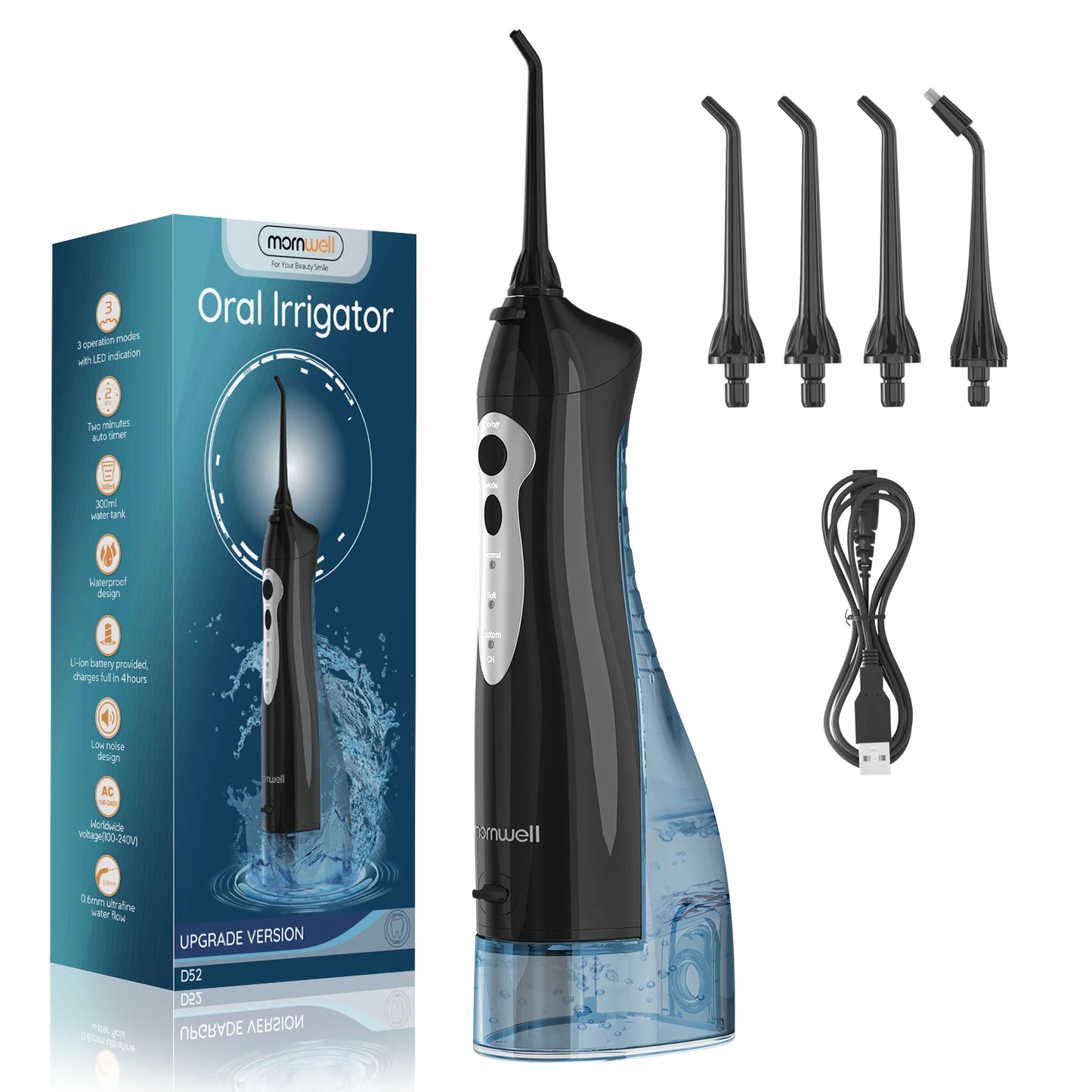 Cordless Water Dental Flosser – 300ML Portable Oral Irrigator