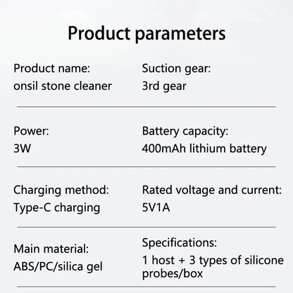 Electric Tonsil Stone Remover – Vacuum & Irrigation Kit