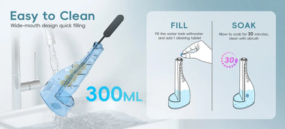 Cordless Water Dental Flosser – 300ML Portable Oral Irrigator