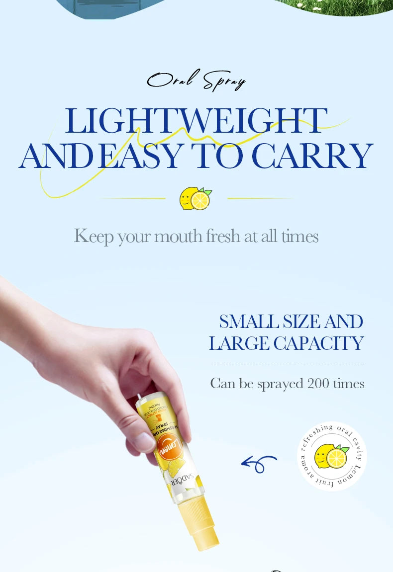 18ML Lemon Oral Fresh Mouth Spray – Alcohol-Free Fresh Breath Spray