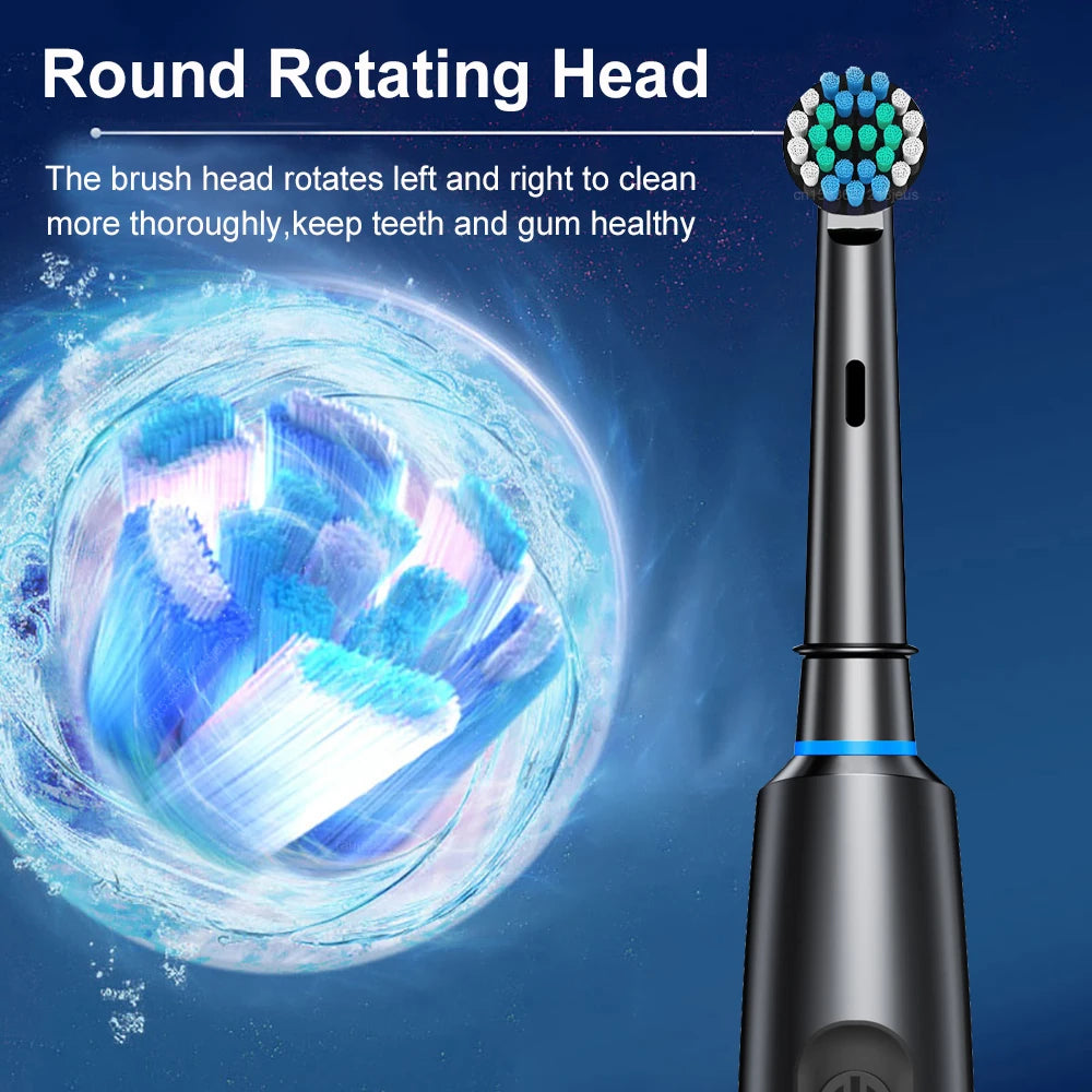 Electric Rotary Toothbrush – Rechargeable with 8 Soft Brush Heads