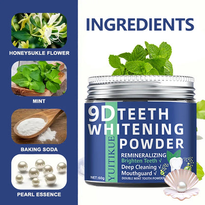 9D Teeth Whitening Powder – Dual Mint Deep Cleaning Dental Care