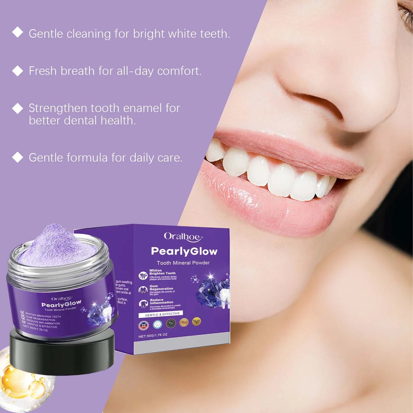 Teeth Whitening Purple Powder – Deep Clean & Gum Support Toothpaste