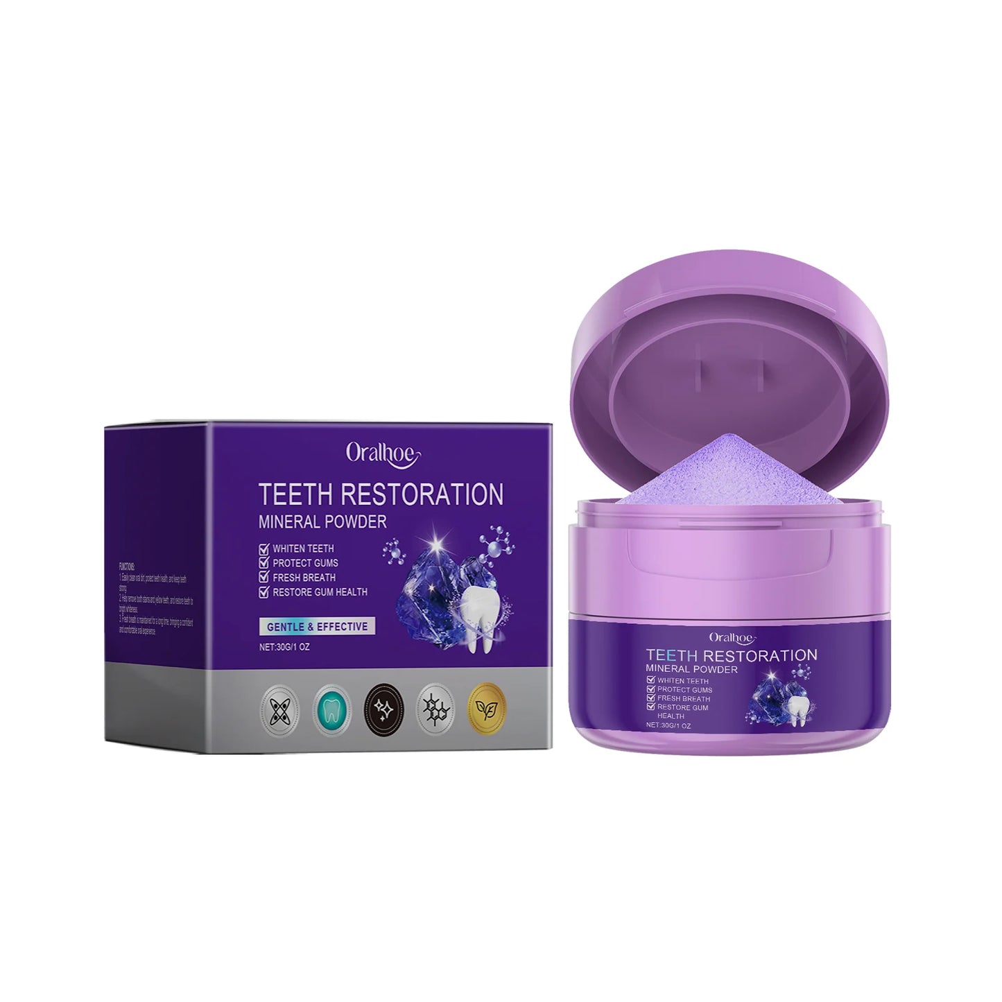 Teeth Whitening Purple Powder – Deep Clean & Gum Support Toothpaste