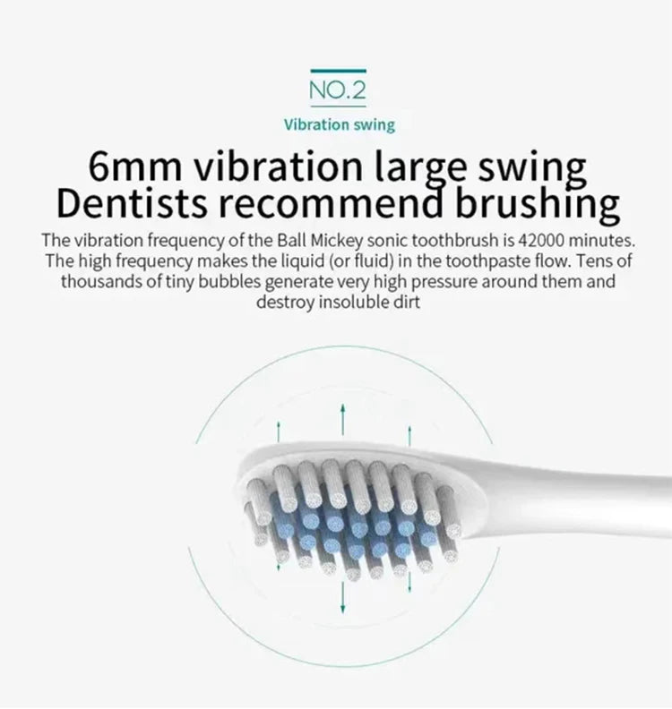 Electric Ultrasonic Toothbrush – Six Speed Modes, Waterproof, USB Rechargeable