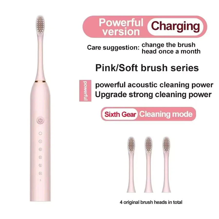 Electric Ultrasonic Toothbrush – Six Speed Modes, Waterproof, USB Rechargeable