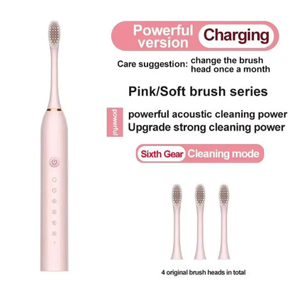 Electric Ultrasonic Toothbrush – Six Speed Modes, Waterproof, USB Rechargeable