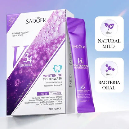 V34 Whitening Mouthwash – Travel-Friendly 20-Pack