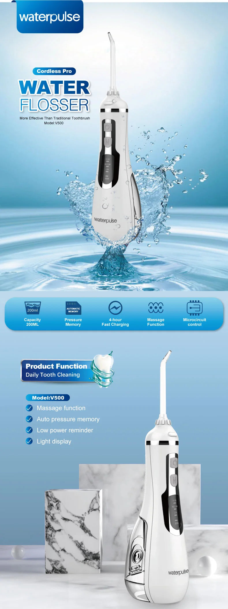 Electric Ultrasonic Toothbrush – Six-Speed Waterproof Rechargeable Set