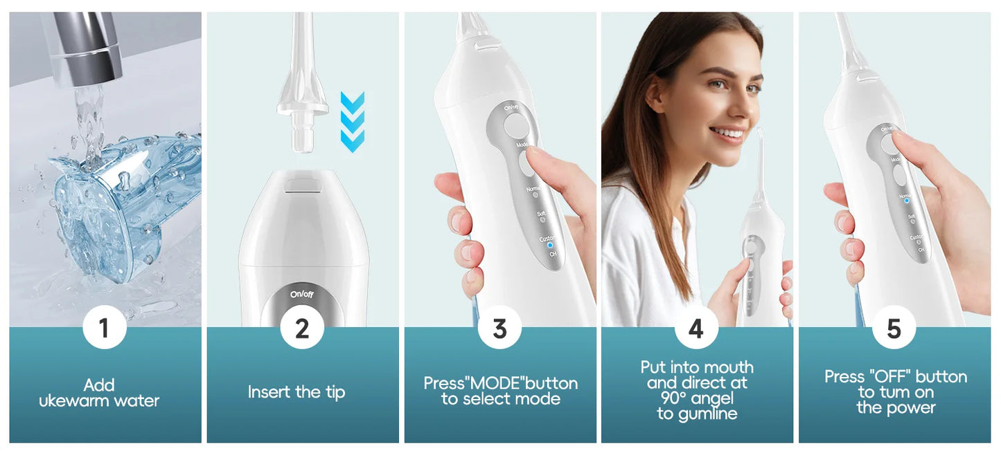 Cordless Water Dental Flosser – 300ML Portable Oral Irrigator
