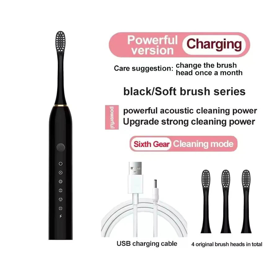 Electric Ultrasonic Toothbrush – Six Speed Modes, Waterproof, USB Rechargeable