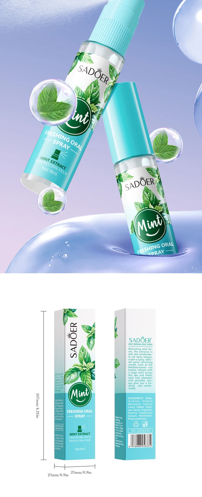 18ML Lemon Oral Fresh Mouth Spray – Alcohol-Free Fresh Breath Spray