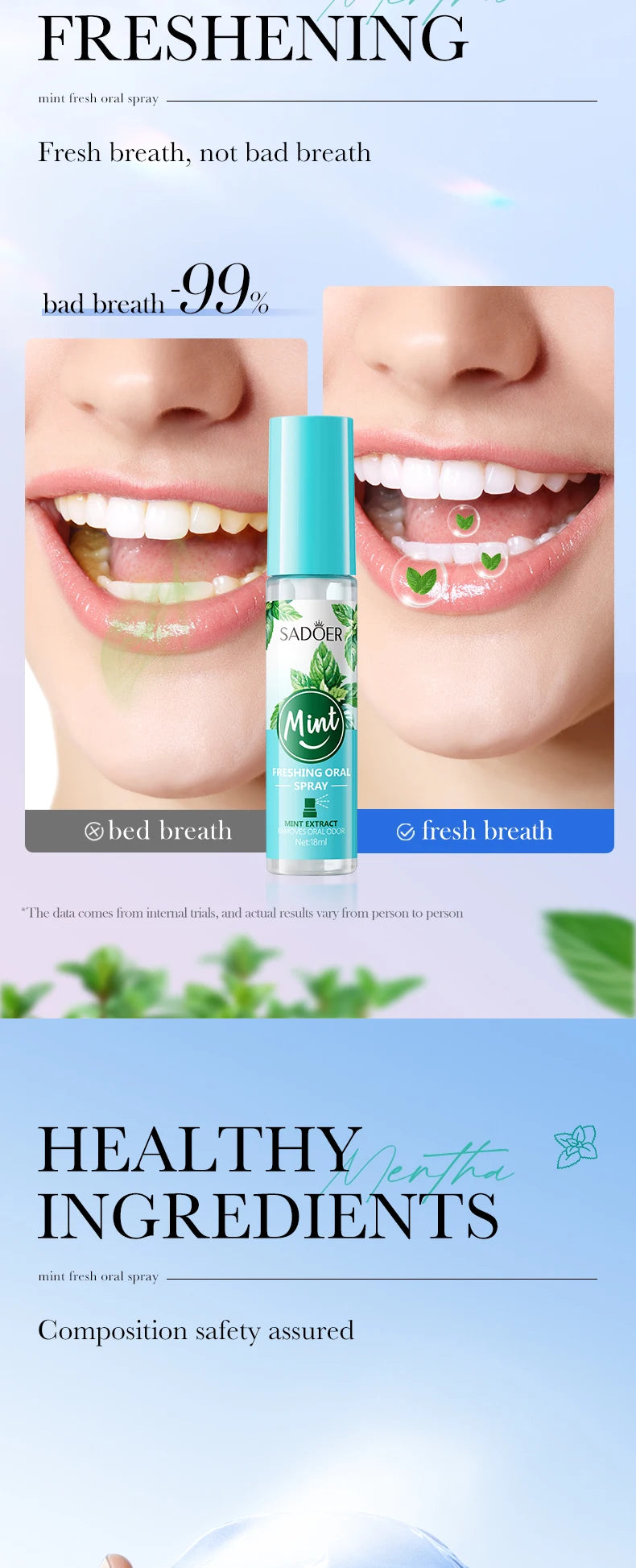 18ML Lemon Oral Fresh Mouth Spray – Alcohol-Free Fresh Breath Spray