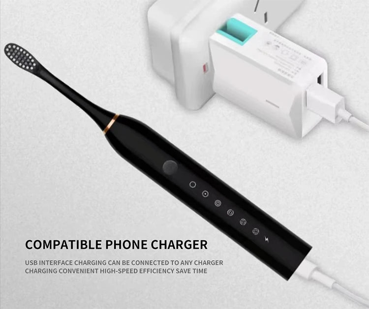 Electric Ultrasonic Toothbrush – Six Speed Modes, Waterproof, USB Rechargeable